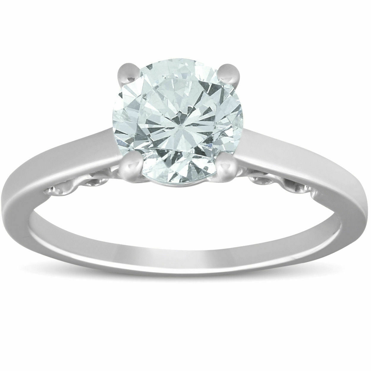 F/VS 1.52 ct Diamond Engagement Solitaire Vintage Ring 14k White Gold