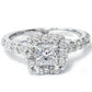 Princess Cut Diamond Engagement Ring 1.10Ct Halo Band 14k White Gold