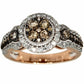 1 Ct. Champagne Diamond Halo Engagement Ring 14K Rose Gold