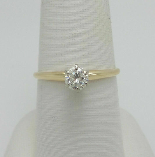 1/2CT Round Diamond Solitaire Engagement Wedding Ring 14K Yellow Gold