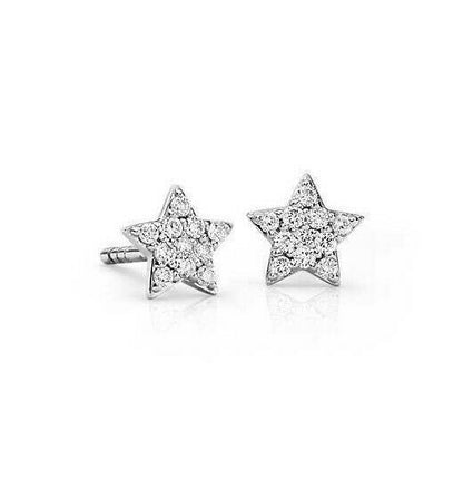 Mini Star Real Diamond Stud Earrings  14k White Yellow or Rose Gold