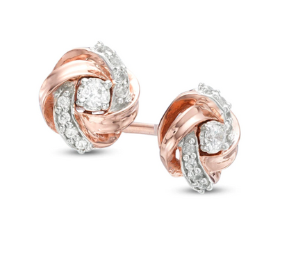1/8 CT. T.W. Natural Diamond Love Knot Stud Earrings in 14K
