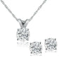 1/2 ctw Genuine Diamond Solitaire Necklace & Studs Earrings Set 14K White Gold