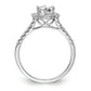 3/4CT Floral Halo Round Real Diamond Engagement Ring 14K White Gold