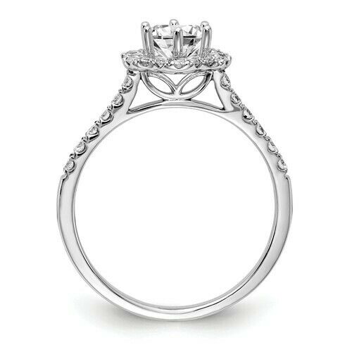 3/4CT Floral Halo Round Real Diamond Engagement Ring 14K White Gold