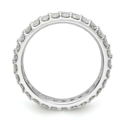 2 Ct. REAL Diamond Double Eternity Anniversary Wedding Band Ring 14k White Gold