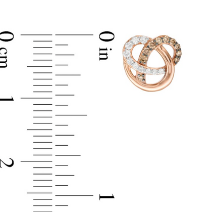 1/5 CT. T.W. Champagne and White Diamond Orbit Stud Earrings in 14K Rose Gold