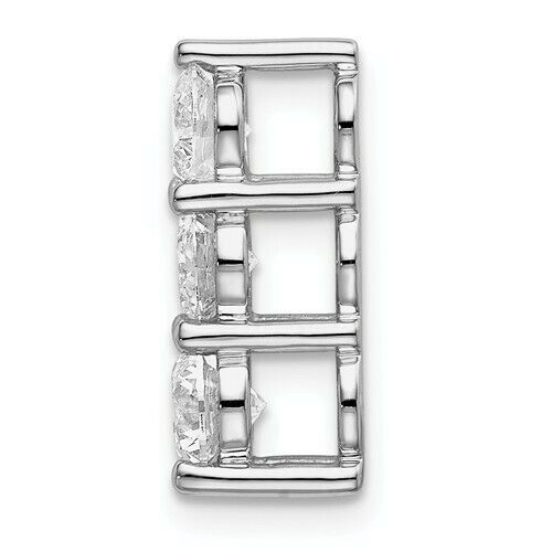 1.0 Ct Three Stone Real Diamond Slide Pendant in 14K White Gold