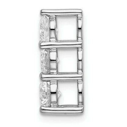 1.0 Ct Three Stone Real Diamond Slide Pendant in 14K White Gold