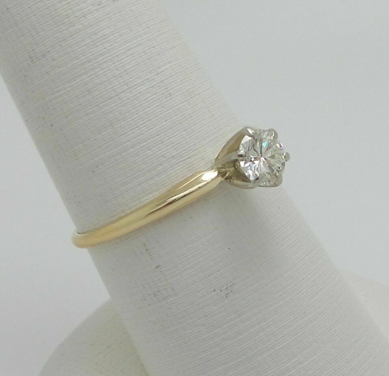 1/2CT Round Diamond Solitaire Engagement Wedding Ring 14K Yellow Gold