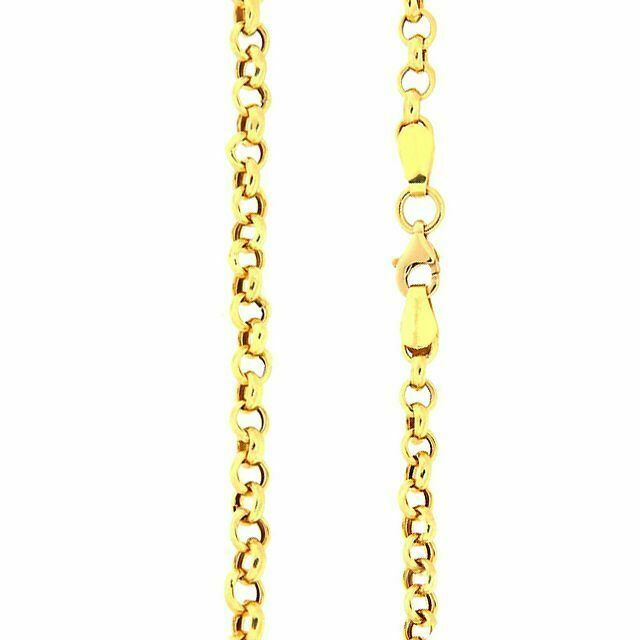 24" SOLID 8K Yellow Gold Rolo Links Necklace Chain Fine Jewelry Valentine Gift