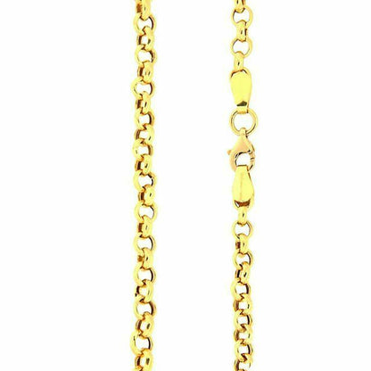 24" SOLID 8K Yellow Gold Rolo Links Necklace Chain Fine Jewelry Valentine Gift