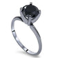 3ct Black Diamond Solitaire Engagement Ring 14K Black Gold