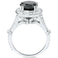 4ct Black REAL Diamond Cushion Vintage Engagement Ring 14K White Gold