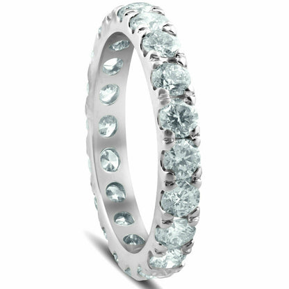 3 Ct. REAL Diamond Eternity Anniversary Womens Wedding Band Ring 14k White Gold