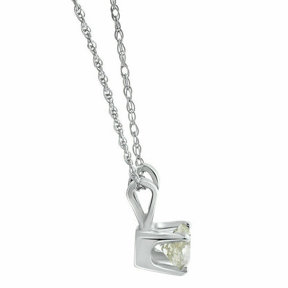Genuine Diamond Solitaire Necklace & Studs Earrings Set 3/4 Ct. 14K White Gold