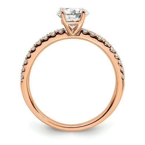 Certified 1/2CT Round Real Diamond Engagement Ring 14K Rose Gold