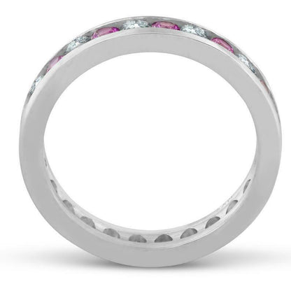 Pink Sapphire Diamond Eternity Ring 1.50ct Channel Set Wedding Ring in 14K Gold