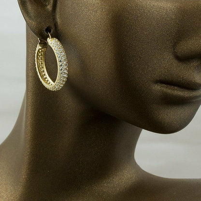 2 CT. T.W. CZ Hoop Earrings in Solid 14K Yellow Gold