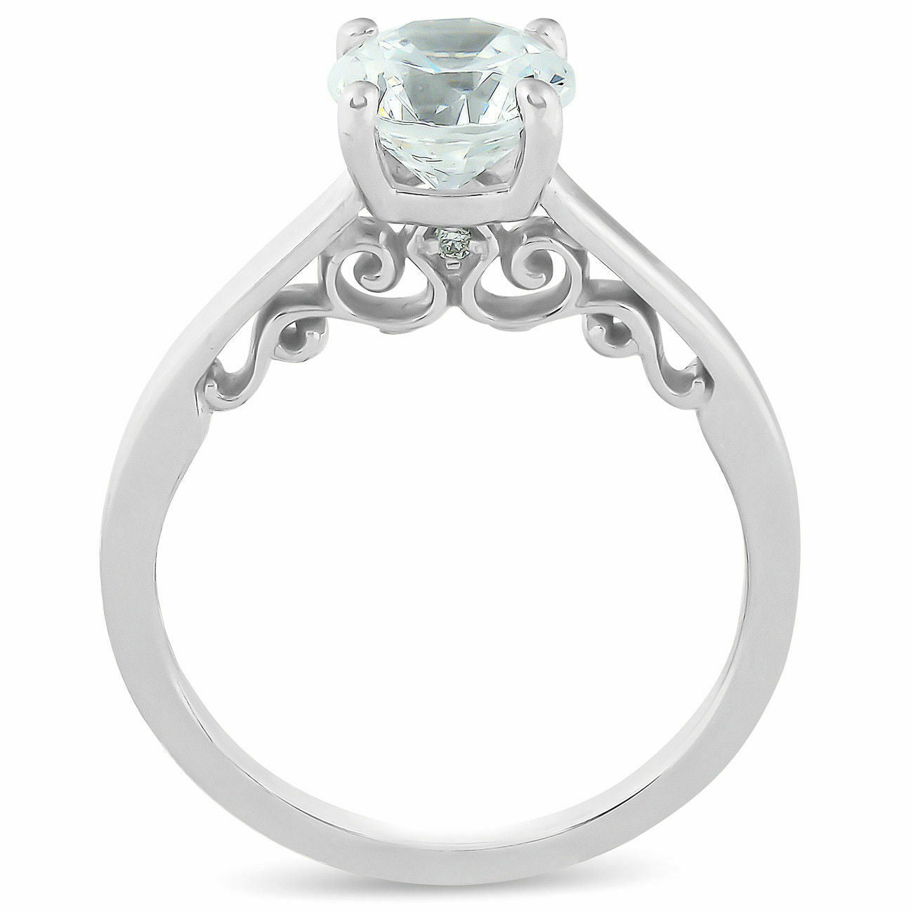 F/VS 1.52 ct Diamond Engagement Solitaire Vintage Ring 14k White Gold