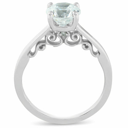 F/VS 1.52 ct Diamond Engagement Solitaire Vintage Ring 14k White Gold
