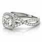 1.0 Ct Diamond Cushion Halo Engagement Ring in 14k White Yellow or Rose Gold