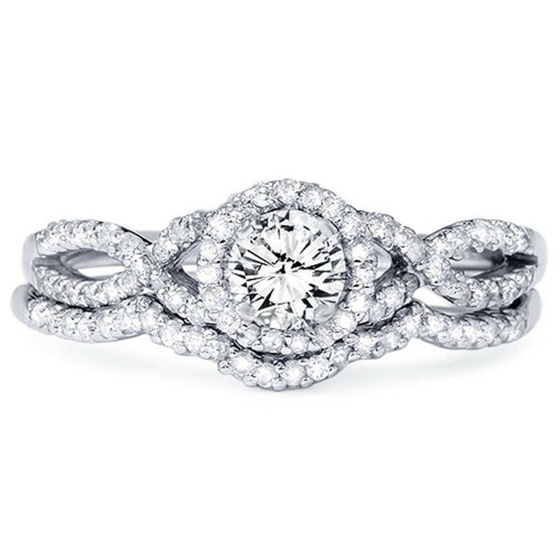 3/4ct Diamond Infinity Engagement Wedding Ring Set 14K White Gold
