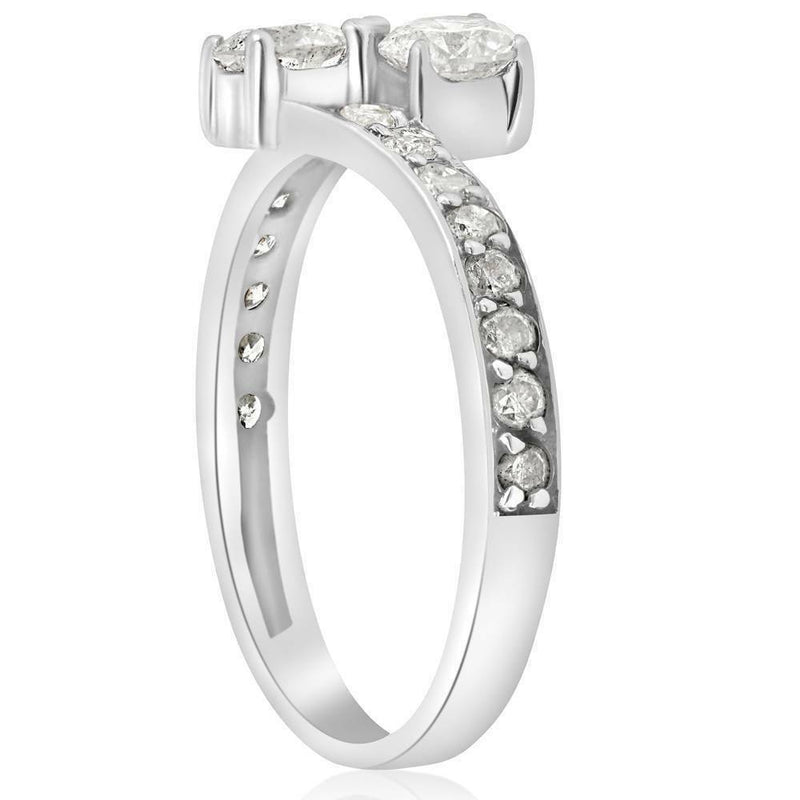 SI1/G Forever Us Two Stone Round Diamond 1.00 Ct Solitaire Ring 14k White Gold