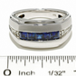 Men's Lab-Created Blue Sapphire Diamond Ring in 14K White Gold