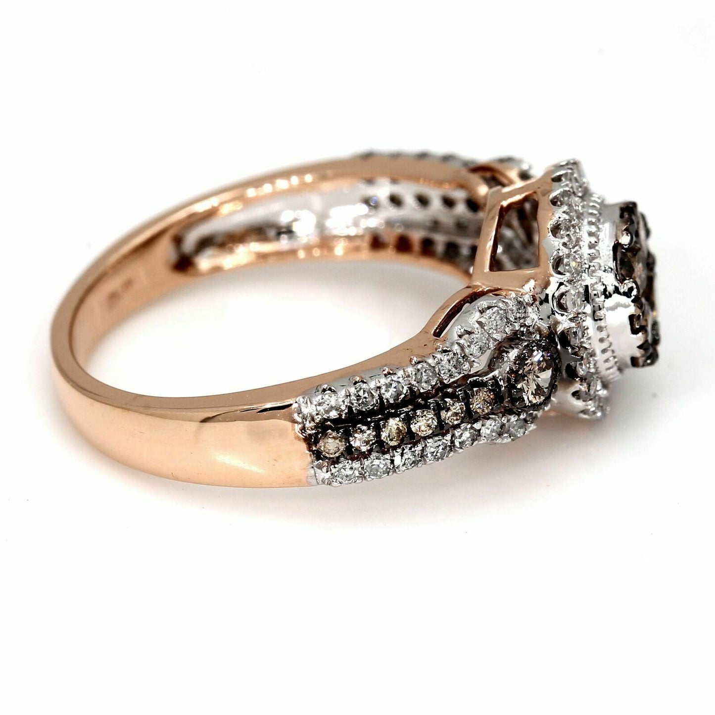 1 Ct. Champagne Diamond Halo Engagement Ring 14K Rose Gold