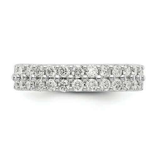 2 Ct. REAL Diamond Double Eternity Anniversary Wedding Band Ring 14k White Gold