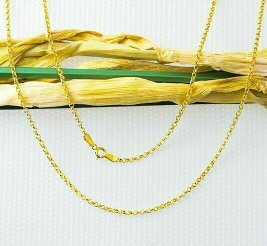 24" SOLID 8K Yellow Gold Rolo Links Necklace Chain Fine Jewelry Valentine Gift