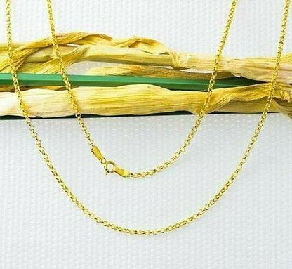 24" SOLID 8K Yellow Gold Rolo Links Necklace Chain Fine Jewelry Valentine Gift