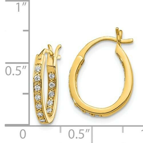 Real Diamond In/Out Hoop Earrings 14k Gold (1/4 ct.) Perfect Anniversary Gift
