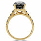 3.00 Ct Round Cut Genuine Black Diamond Engagement Ring Solid 10k Yellow Gold