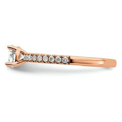 Certified 1/2CT Round Real Diamond Engagement Ring 14K Rose Gold