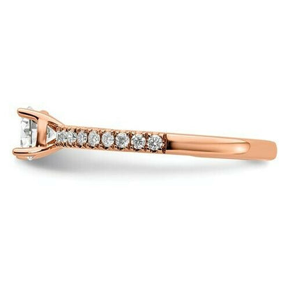 Certified 1/2CT Round Real Diamond Engagement Ring 14K Rose Gold