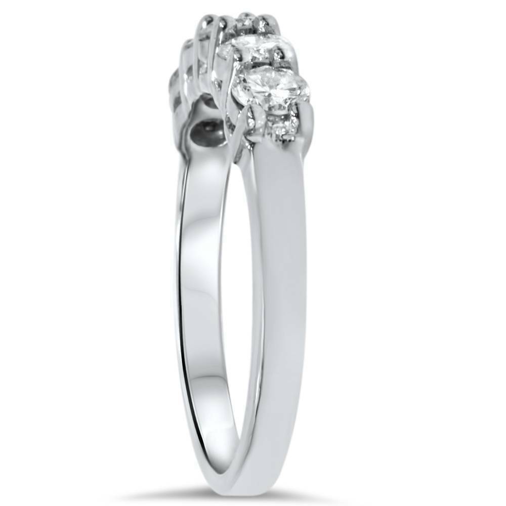 1ct Five Stone Genuine Round Diamond Wedding Anniversary Ring 8K White Gold