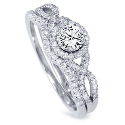 3/4ct Diamond Infinity Engagement Wedding Ring Set 14K White Gold