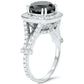 4ct Black REAL Diamond Cushion Vintage Engagement Ring 14K White Gold