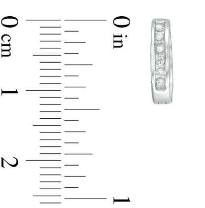 1/10 CT. Diamond Huggie Hoop Earrings in SOLID 14K White Yellow or Rose Gold