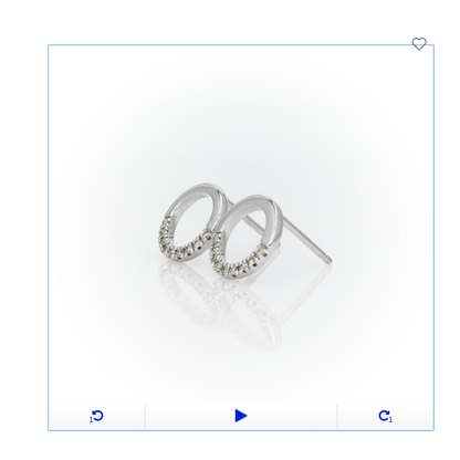 Small Real Diamond Open Circle Earrings in 14k White Gold (1/10 ct. tw.)