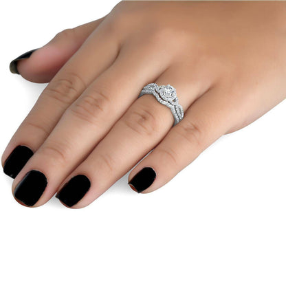 3/4ct Diamond Infinity Engagement Wedding Ring Set 14K White Gold