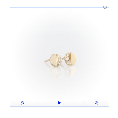 Mini Real Diamonds Disk Stud Earrings in 14k White Yellow or Rose Gold