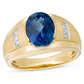 Men's Oval Lab-Created Blue Sapphire & Diamond Collar Ring 10K Gold