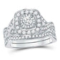 1.0ct Cushion Halo Solitaire Diamond Engagement Wedding Ring Set 14K White Gold