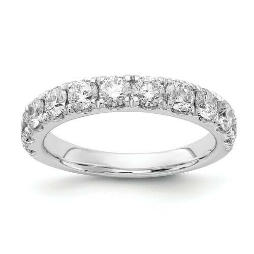 1.50 Ct Certified Real Diamond Half Eternity Wedding Band Ring in 14K White Gold