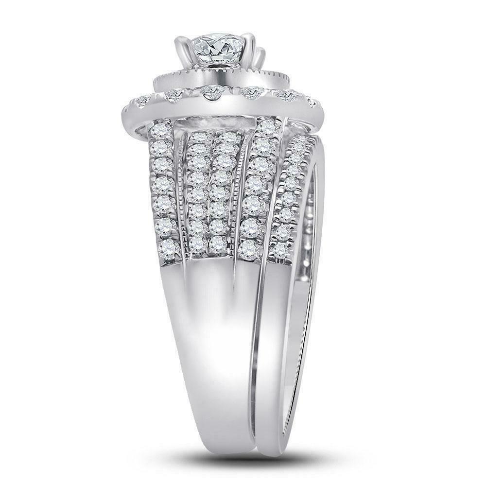 CERTIFIED 2.0 Carat Diamond Cushion Halo Engagement Wedding Ring Set White Gold
