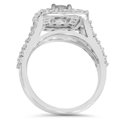 CERTIFIED 2 Carat Diamond Cushion Halo Engagement Wedding Ring Set White Gold