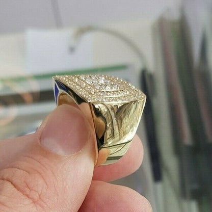 Men's 3 CT. Diamond Double Cushion Frame Ring in 10 Yellow Gold